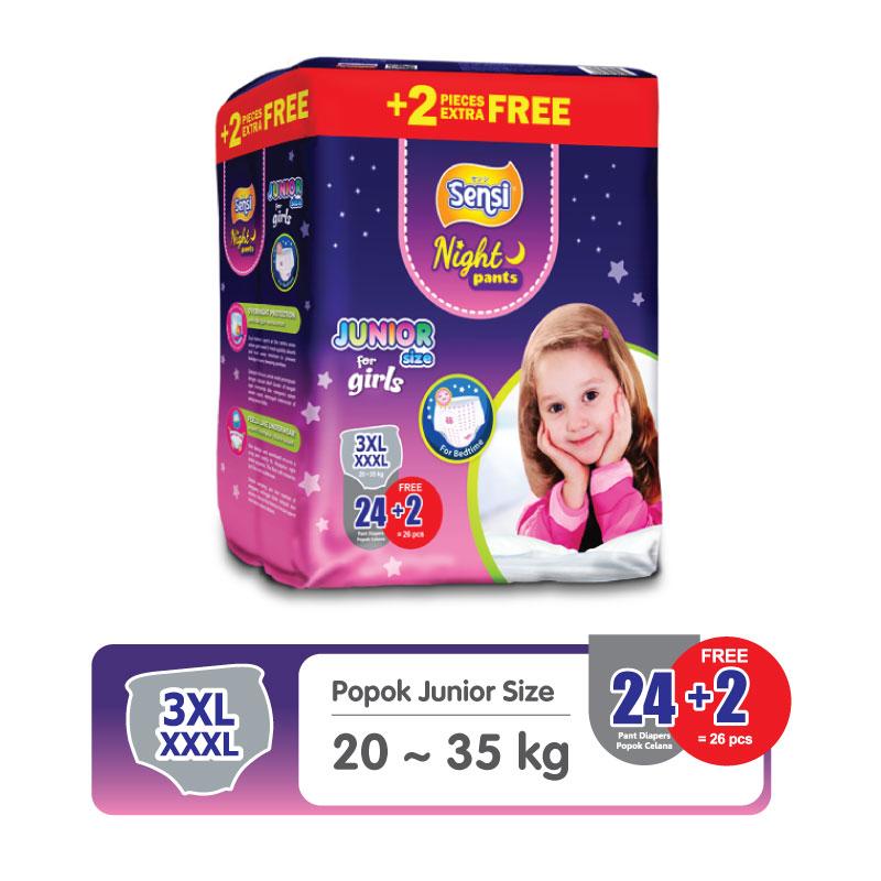 SENSI NIGHT PANTS GIRLS 3XL24 - Popok Junior