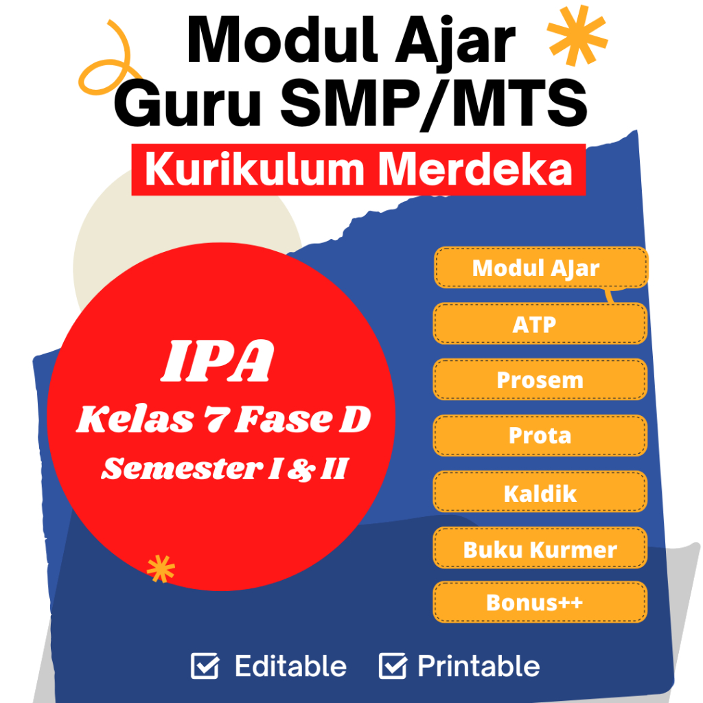 Modul Ajar (MA) IPA 7 SMP Kurikulum Merdeka Update Terbaru 2022-2023