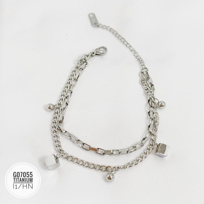 Gelang Titanium double layer jurai kotak G07055
