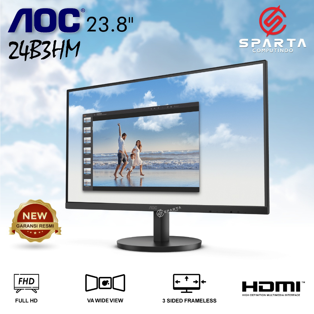 Monitor AOC 24B3HM 24&quot; VA 1080p 75Hz VGA HDMI New Garansi Resmi