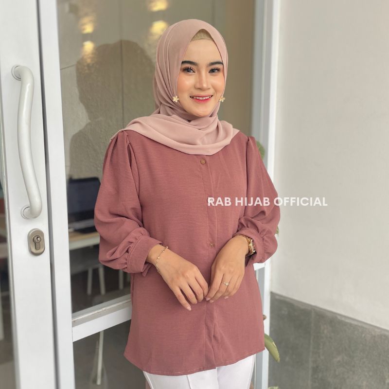 Tasya Blouse Atasan Kemeja Basic Polos Wanita Crinkle Airflow Premium