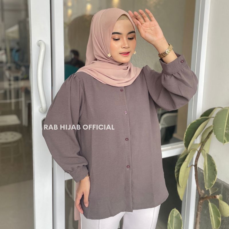 Tasya Blouse Atasan Kemeja Basic Polos Wanita Crinkle Airflow Premium