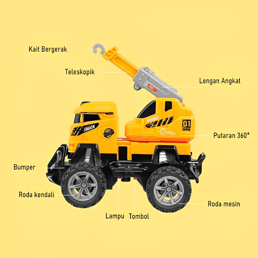 RC Truck Off Road Vehicle Excavator &amp; Lifting Crane | Mainan Mobil Mobilan Anak Laki Laki Terbaru 2023