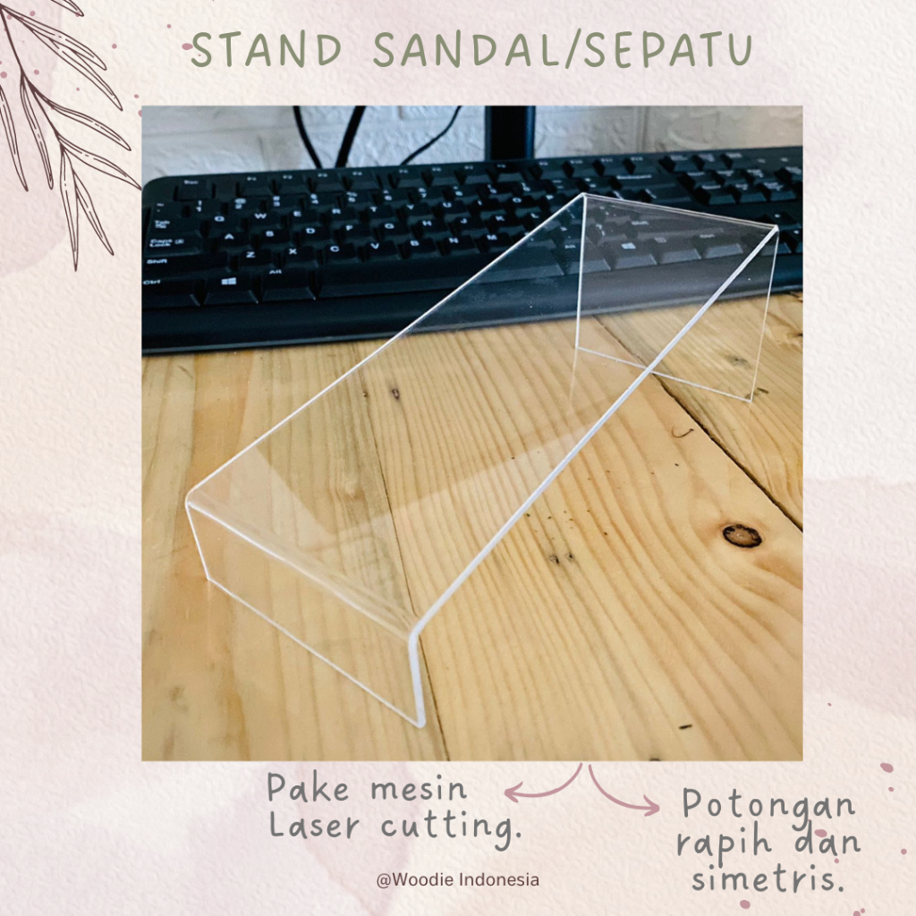 Dudukan Stand Sepatu/Sandal Display Akrilik Sepatu Model N Bahan Akrilik 2MM Dan 3MM