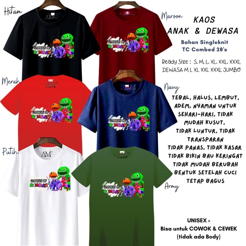 Kaos Anak Cowok 3-12 tahun - Remaja - Dewasa Jumbo GARTEN OF BAN BAN