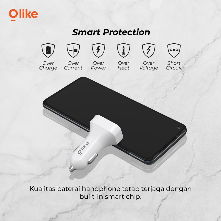 Olike R11 Small Car Charger Dual USB 3.1A Max Smart Protection Murah