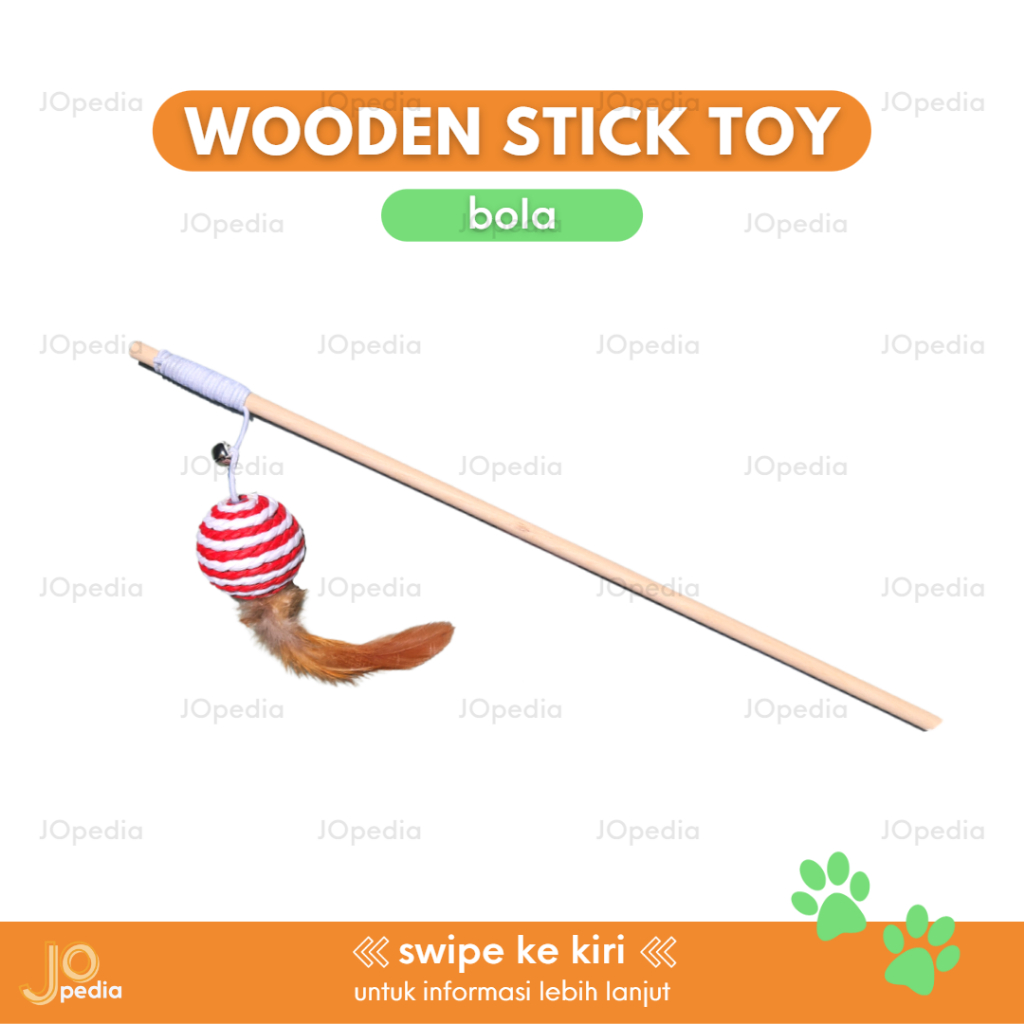 TONGKAT KAYU BULU B Mainan Kucing Stik Wooden Stick Toy Cat Teaser