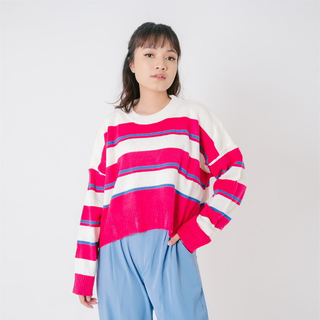 Yesyou Stellar Red Magenta Woman Oversized Knitwear - All Size