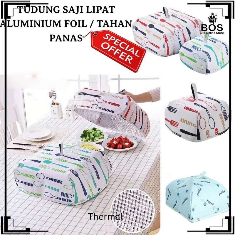 BOS-Tudung Saji Lipat Aluminium Foil / Penutup Makanan Dan Lauk Anti Panas / Tudung Saji Aluminium Foil Tahan PanasTudung Saji Lipat Aluminium Foil / Penutup Makanan Dan Lauk Anti Panas / Tudung Saji Aluminium Foil Tahan Panas