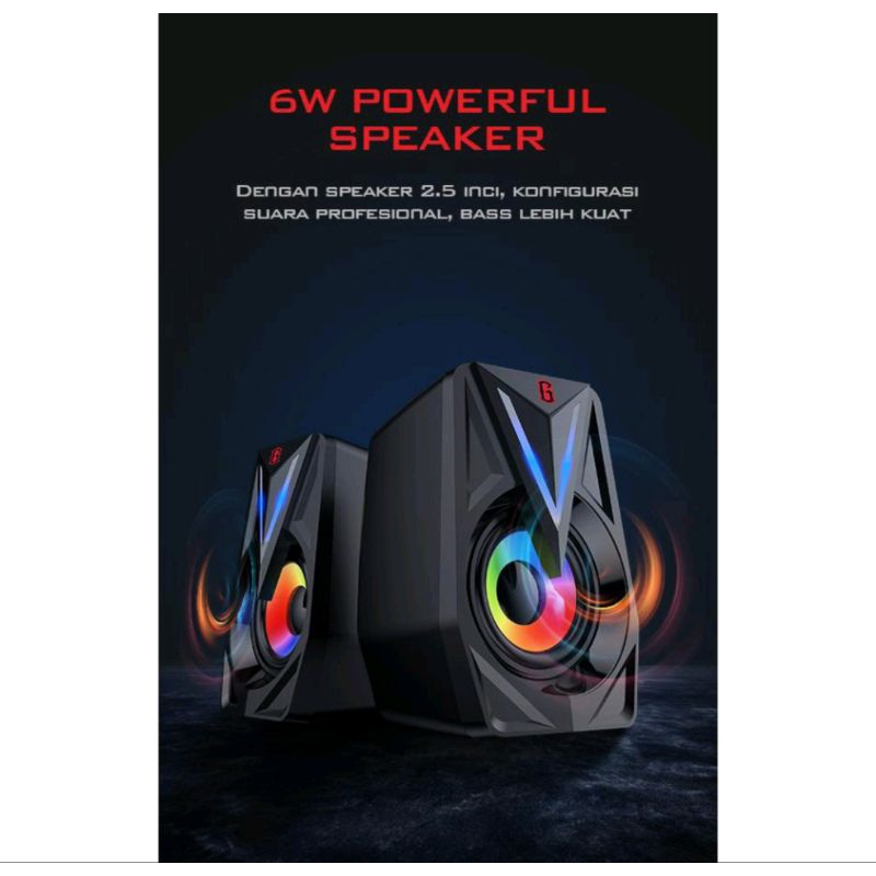 Speaker RGB Laptop/PC/Gaming Full BASS Gamen GS1