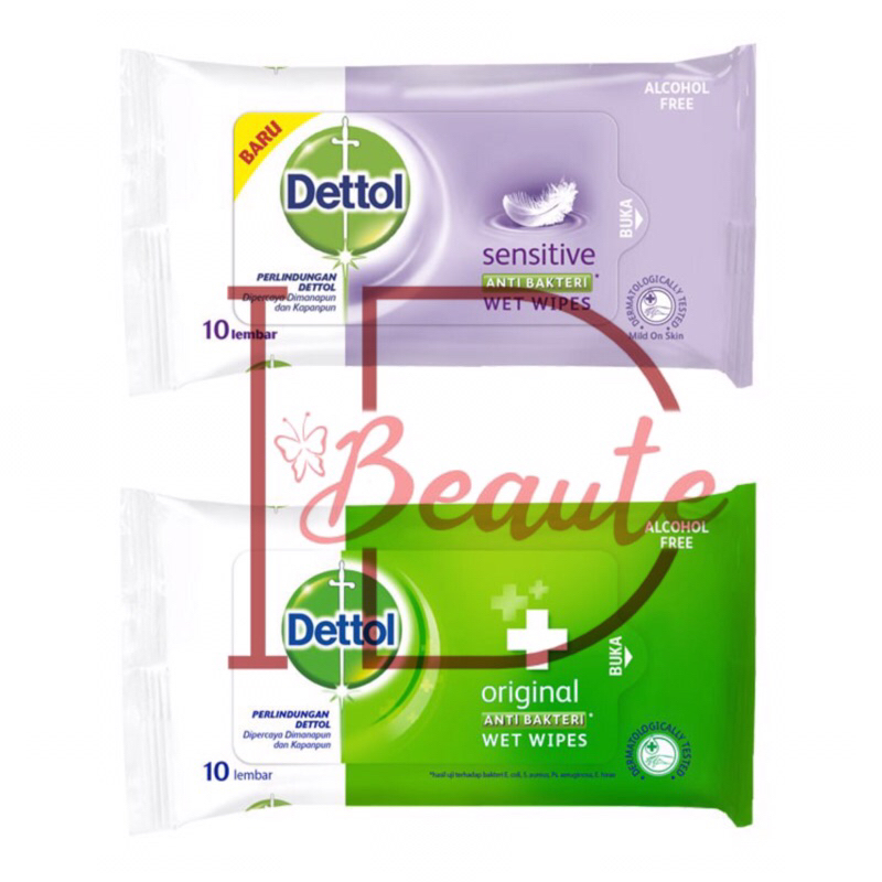 Dettol Tisu Basah Original / Sensitive Isi 10 Sheets