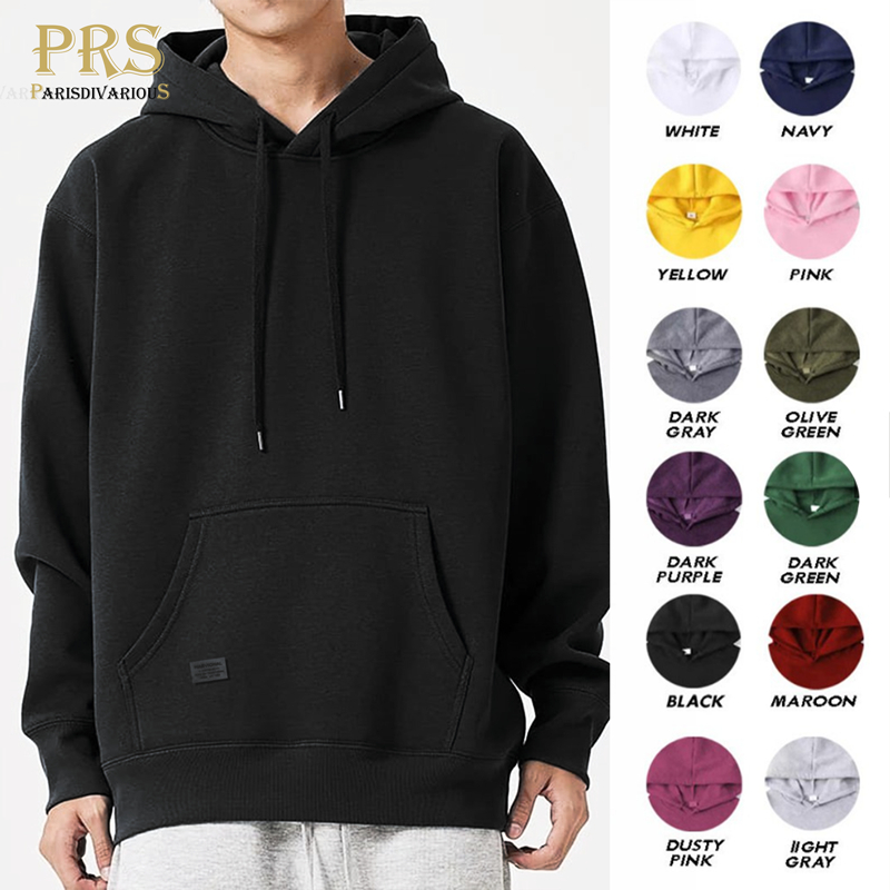 Parisdivarious Sweater Hoodie Jemper Basic Polos Part 2 Bahan Fleece Size S - XL (Pria &amp; Wanita)