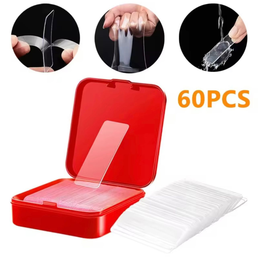 Double Tape Isi 60Pcs Box Mini Selotip Bening Transparan 2 Sisi Serbaguna