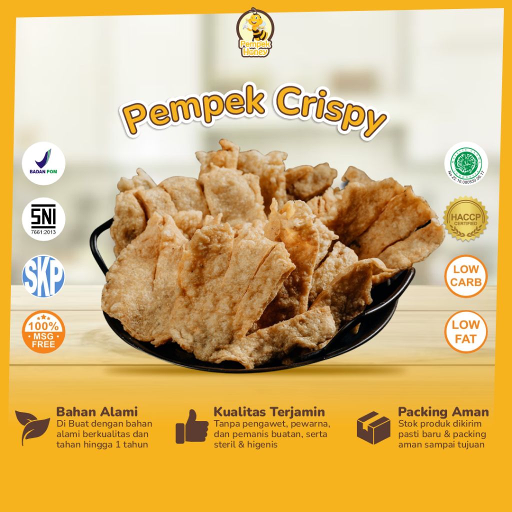 

PEMPEK HONEY Pempek Crispy Empek Empek Krispi. Halal MUI BPOM SNI. 100% Ikan Tenggiri Grade Super - Pempek Frozen Food Otentik dan Premium Asli Palembang