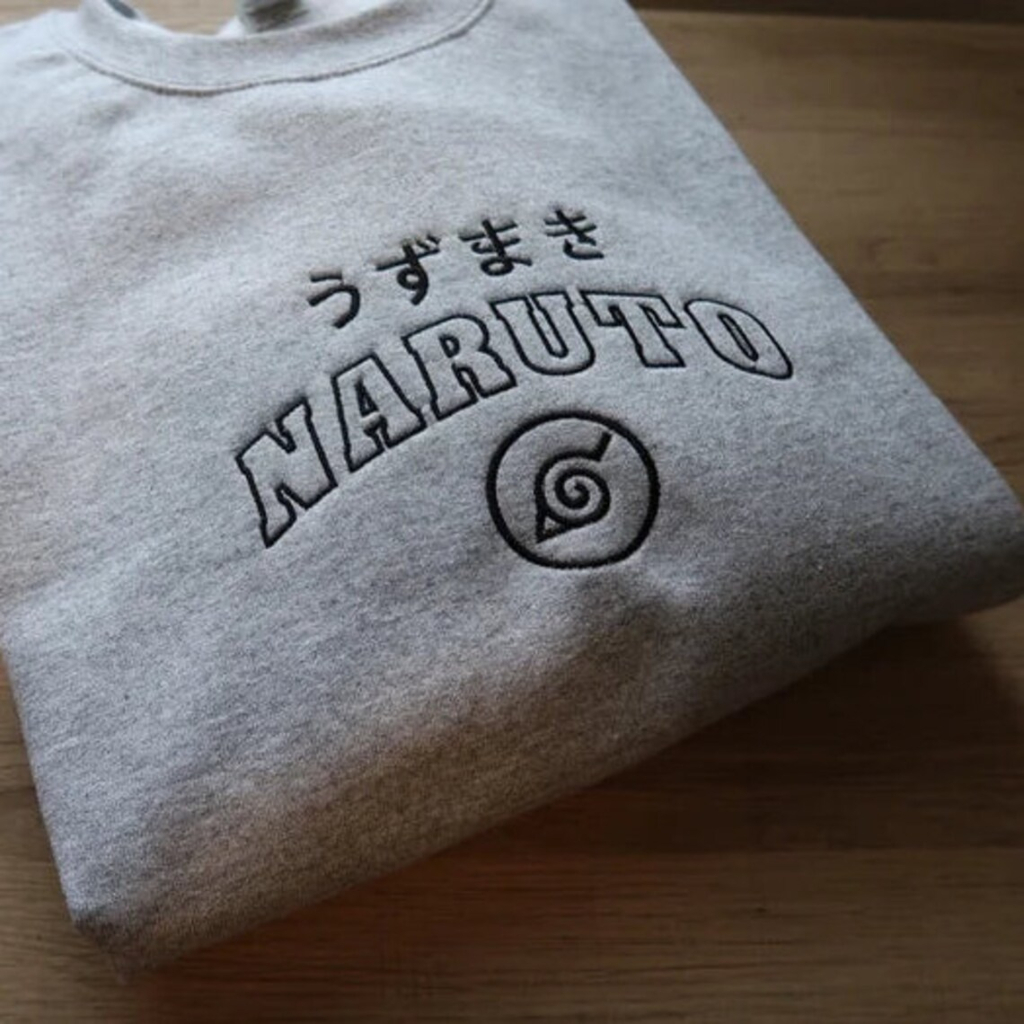 Crewneck Naruto Logo Grey Misty Embroidery