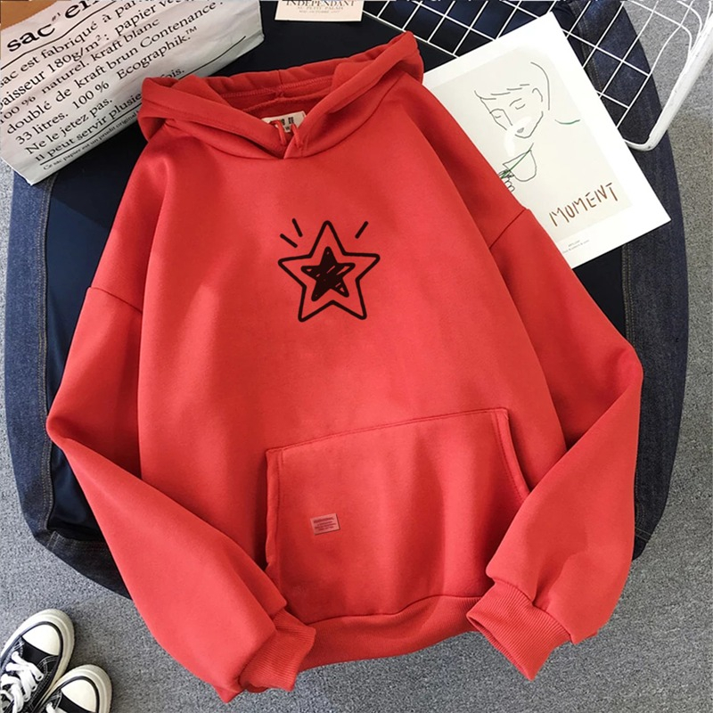 Parisdivarious Sweater Hoodie Jemper Star Bahan Fleece Size S - XXL (Pria &amp; Wanita)