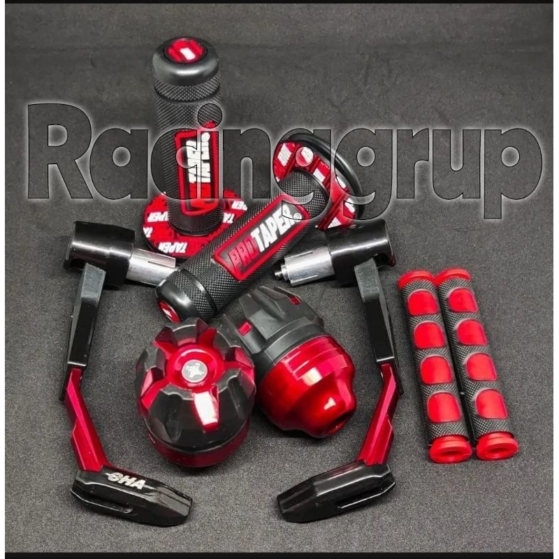 Paket 4 In 1 Proguard Robot Babet + Grip Domino + Jalu As Roda + Karet Handle Jari Sepasang MERAH