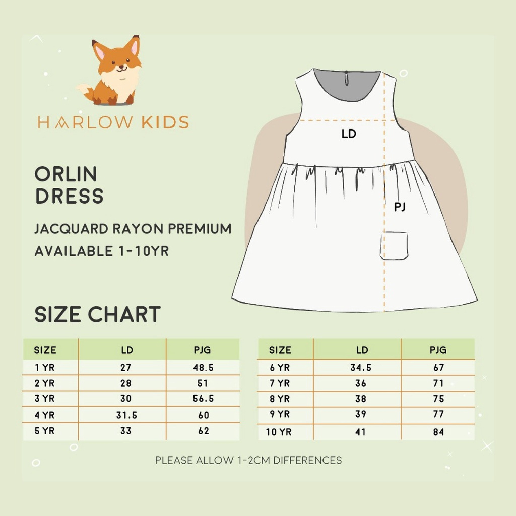 Harlow Kids Orlin Dress - Dress Anak Dress for Girls 100% Rayon Premium