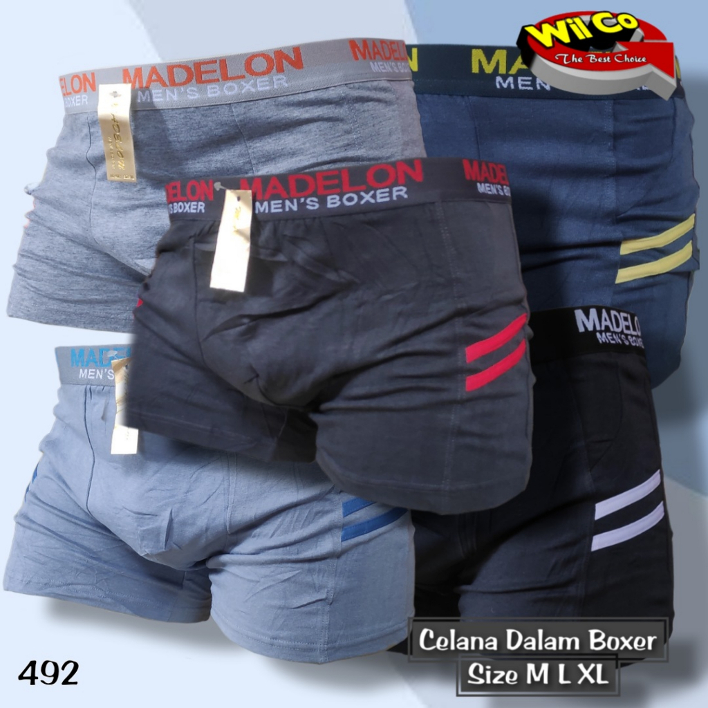 K492 - [Harga Per 1 Potong] CELANA DALAM PRIA [BOXER] MADELON SIZE M - XL