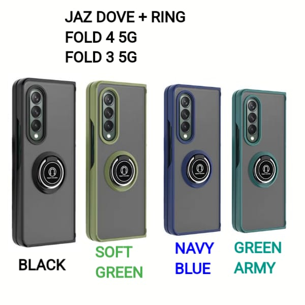 Case Jaz Dove Bumper Samsung Galaxy Z FOLD 4 FOLD 3 5G + Ring Metal Holder Acrylic Soft Case With Ring Standing