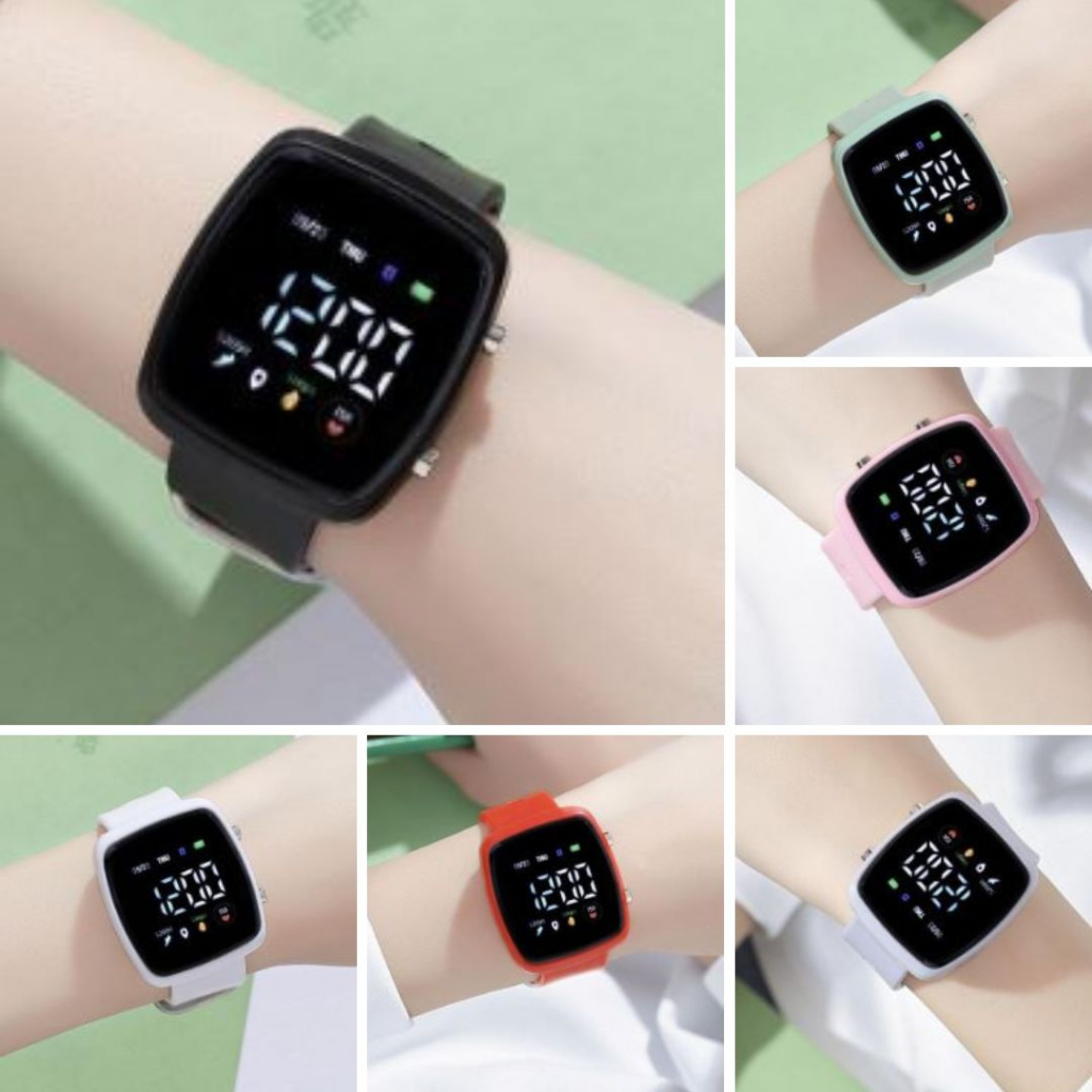 Jam Tangan LED Digital Wanita Pria Rubber Casual