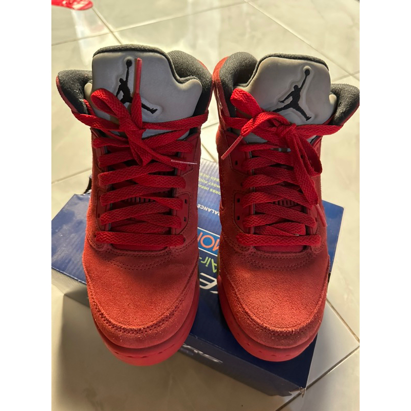 pre❤️ Nike Air Jordan 5 Retro `red Suede` 440888-602 GS Size 5Y - Nike Shoes