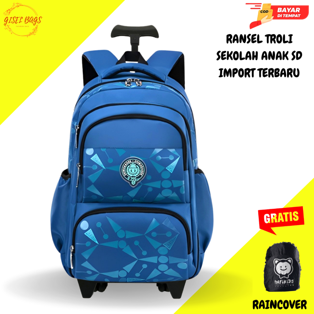 Tas sekolah trolly anak laki laki sd smp remaja import waterproof
