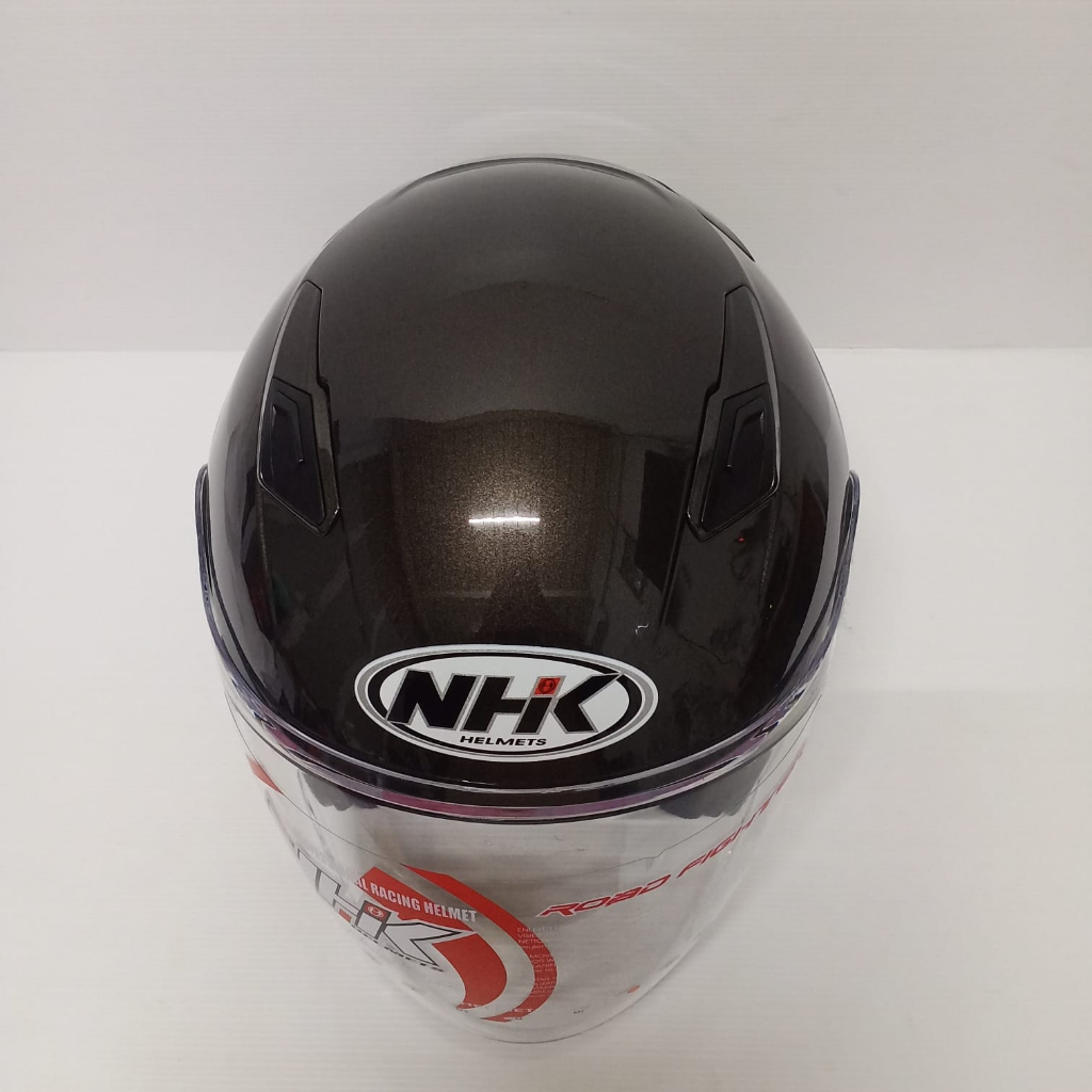 NHK HELM R1 ELITE SOLID GUNMETAL SINGLE VISOR HALF FACE NHK ELITE