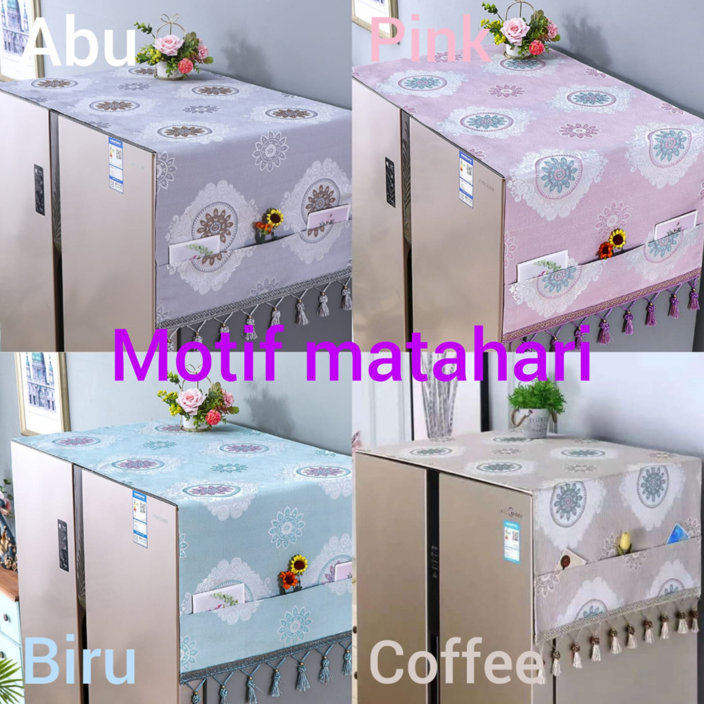 [BIG SALE] Cover Penutup Kulkas Taplak kulkas Multifungsi Alas Penutup Lemari es / oven / microwave / dispenser galon bawah MOTIF MATAHARI