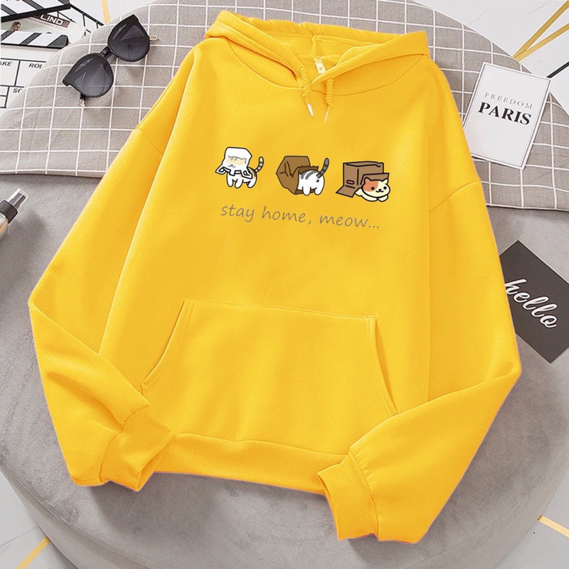 Sweater anak perempuan STAY HOME MEOW baju jaket sweter anak perempuan