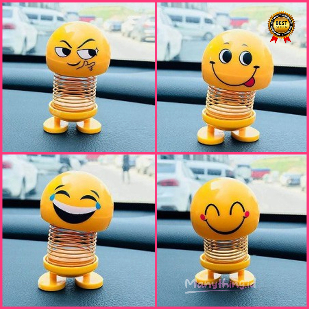 PAJANGAN BONEKA SHAKING EMOTICON LUCU DAN UNIK / PAJANGAN MOBIL EMOTICON MURAH