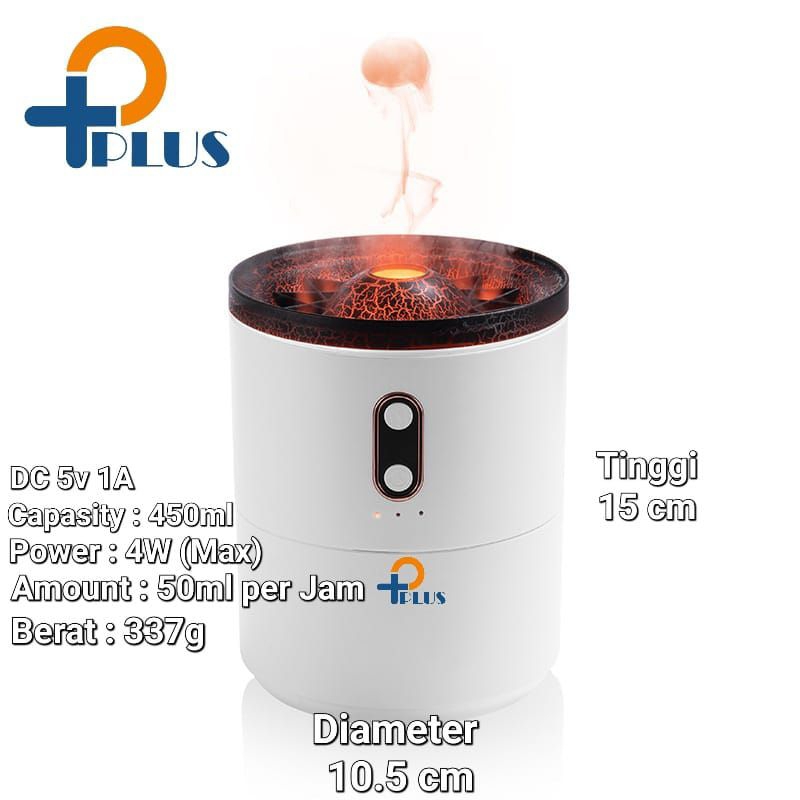 [ PPLUS ] Air Humidifier Aromatherapy LED 2 Warna  Model Erupsi Gunung Meletus 450ml