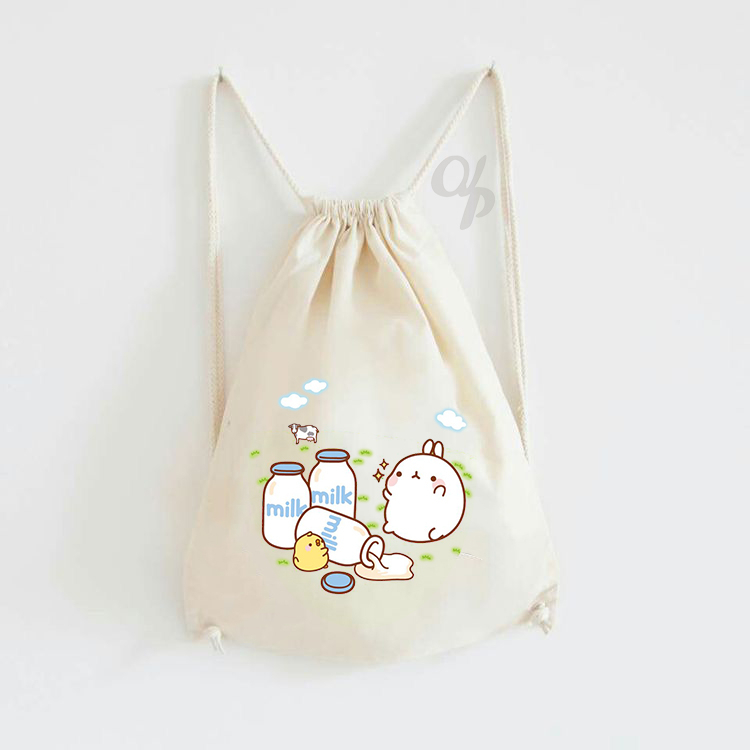 TAS SERUT KANVAS MOTIF Molang UNISEX Batch 1 DRAWSTRING BAG