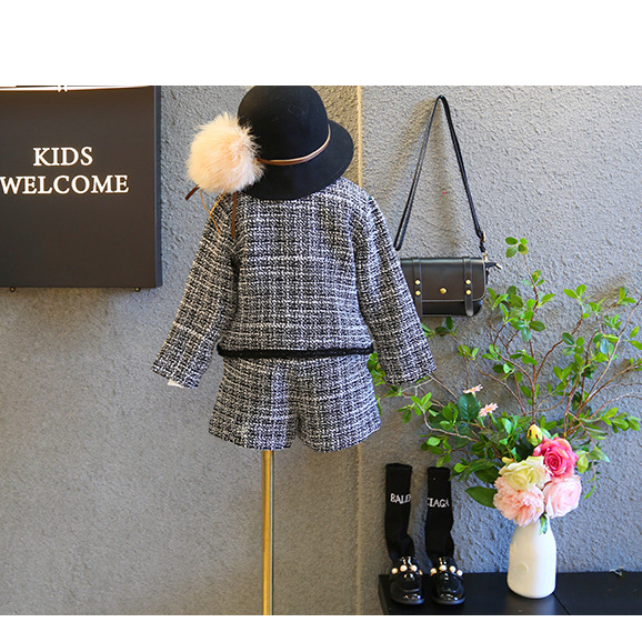 SSP2-Setelan Anak Perempuan 2in1 Tweed Jaket Roses Fashion Korean