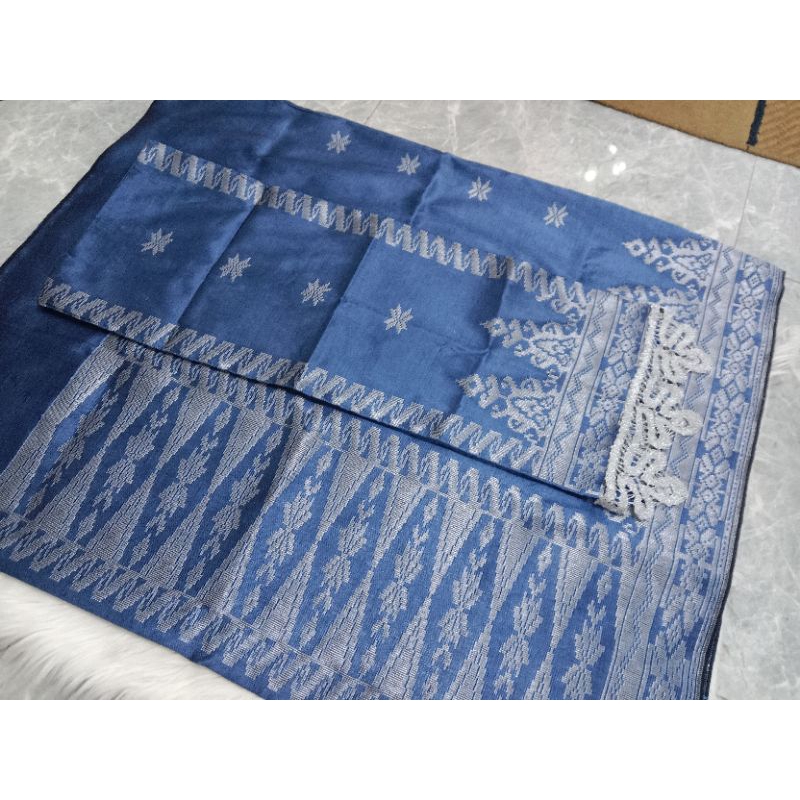 songket silungkang warna biru denim