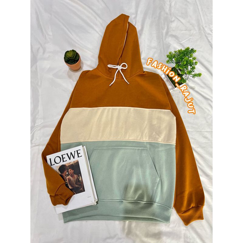 Hoodie sweater combinasi pria wanita bahan place 280 halus