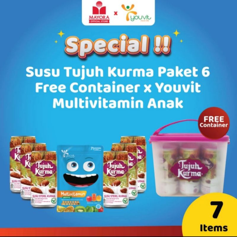 

Susu Tujuh Kurma Paket 6 Free Container x Youvit Multivitamin Anak