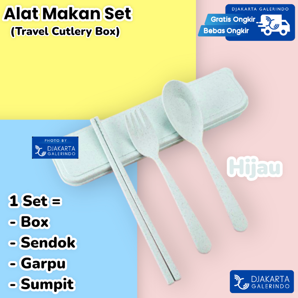 Stainless Steel Set Alat Makan Sendok Garpu Sumpit / Set Alat Makan Portable Travel