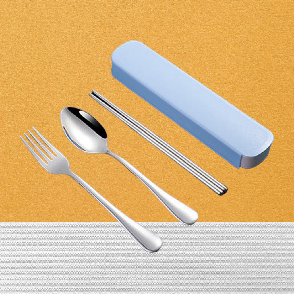 Stainless Steel Set Alat Makan Sendok Garpu Sumpit / Set Alat Makan Portable Travel