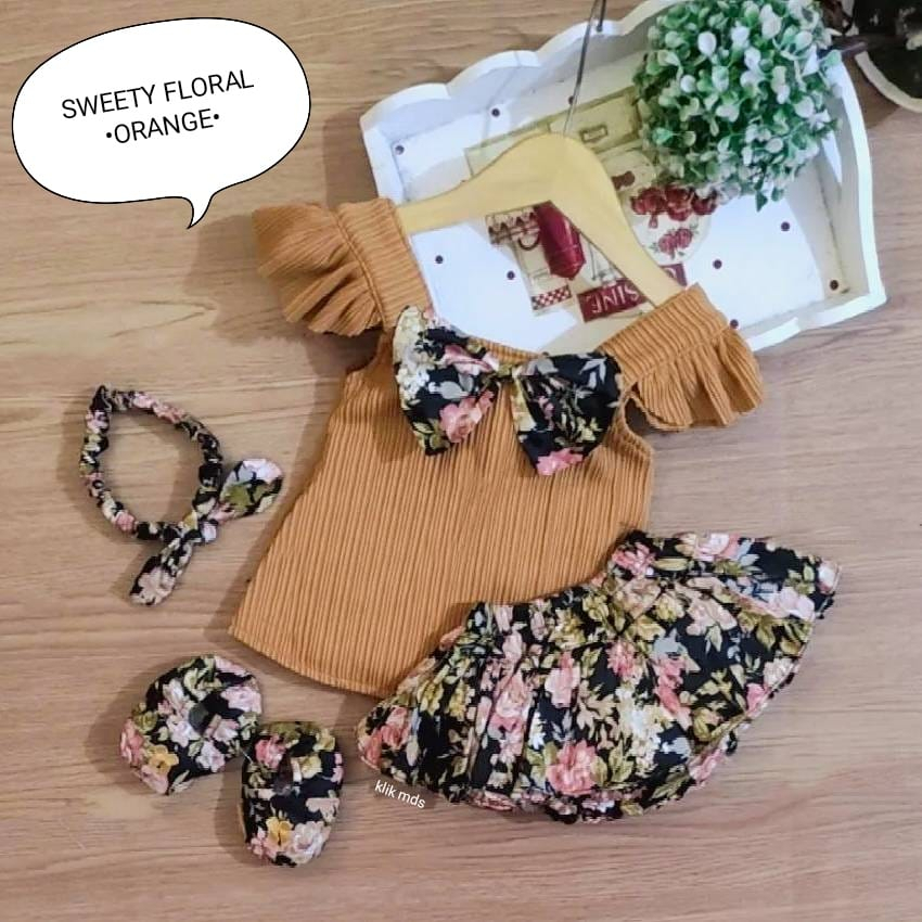 Setelan Baju Anak Bayi Perempuan Atasan Dan Rok Celana Motif Angel Free Sepatu Dan Headband Estimasi Usia 0-6 Bulan