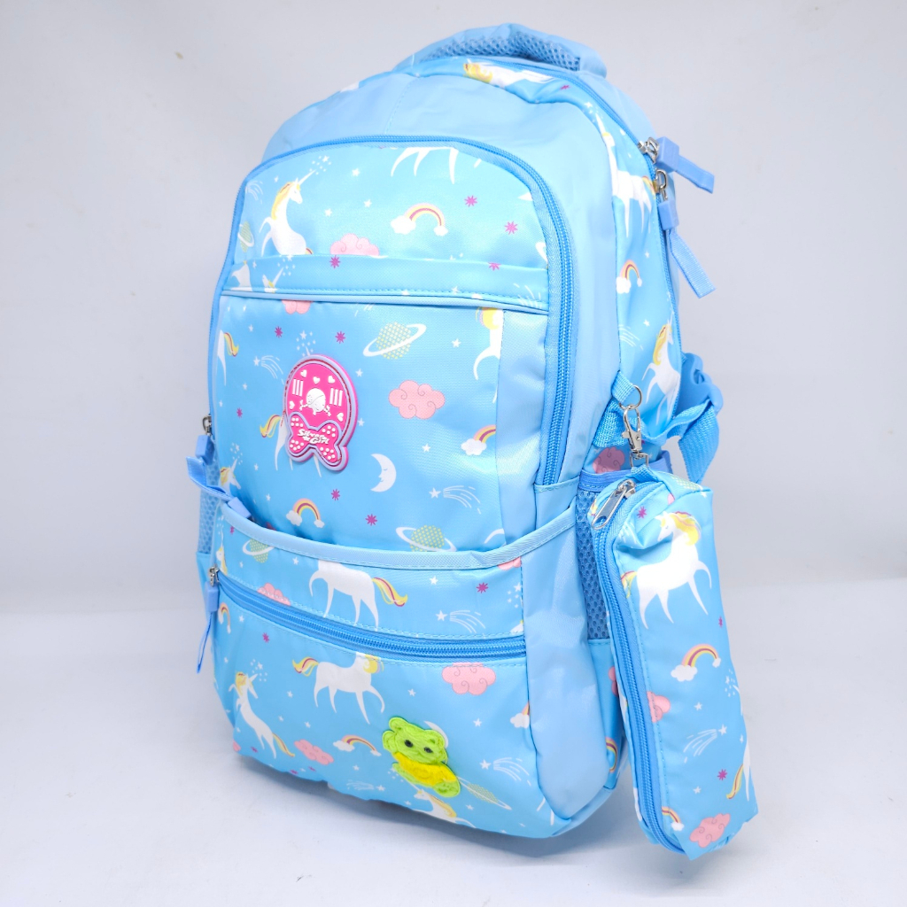 SILVER GIRL ALTO MOTIF UNICORN 18 INCHI + KOTAK PENSIL ORIGINAL MURAH / TAS SEKOLAH CEWEK ALTO ANIMASI UNICORN + KOTAK PENSIL BESAR 18&quot; MURAH / RANSEL LAPTOP SILVER GIRL MOTIF UNICORN ORI MURAH / TAS SEKOLAH IMPORT ALTO SILVER GIRL / STYLISH BAGPACK ALTO