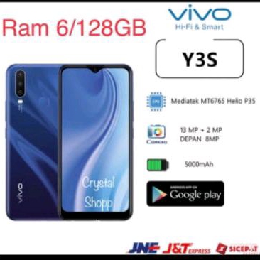 HP VIVO Y3S RAM 6  /128GB  HP MURAH/FULSET 6.51 INCIH BARU 100 0RI 100%