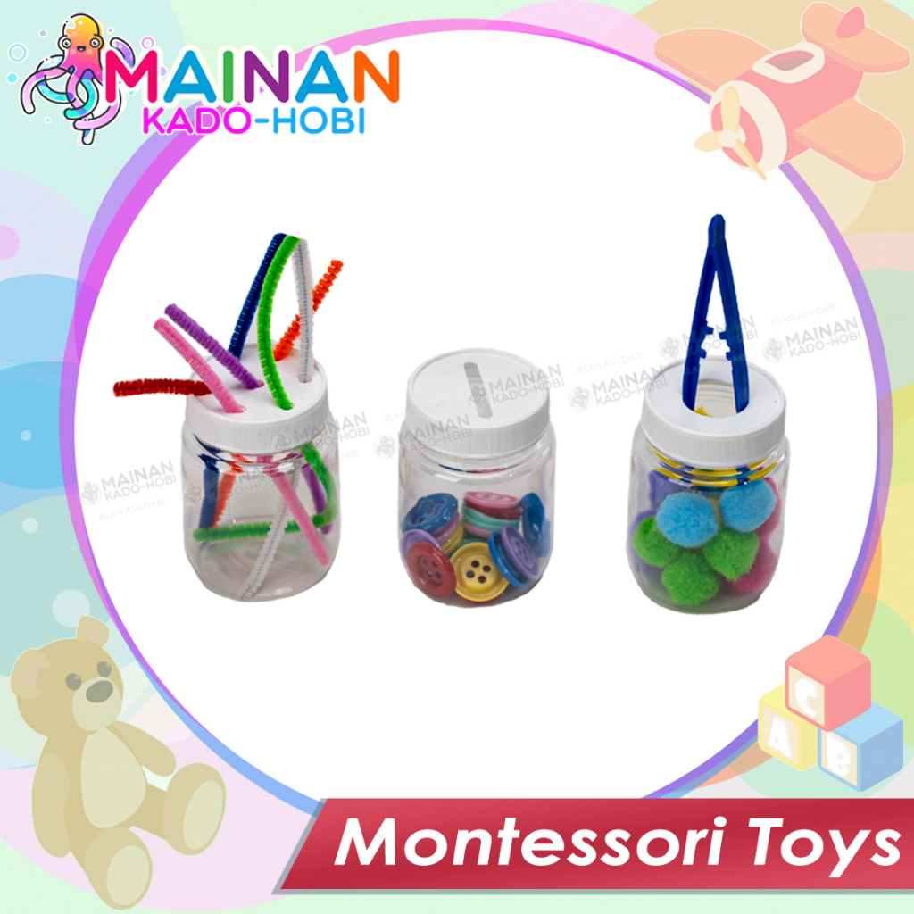 MAINAN EDUKASI ANAK MONTESSORI SENSORIK MOTORIK BUSY JAR PLAY SET