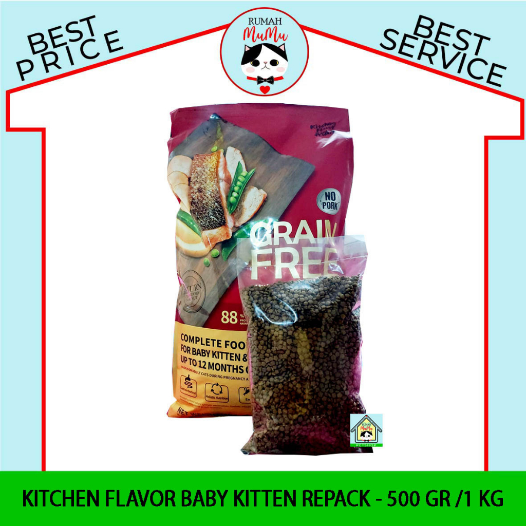 MAKANAN PREMIUM BABY KITTEN &amp; KITTEN KITCHEN FLAVOR 1 KG REPACK