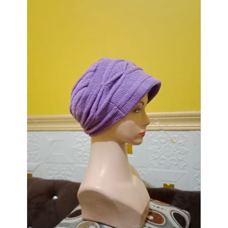 ciput rajut nenek turban kerut kebel