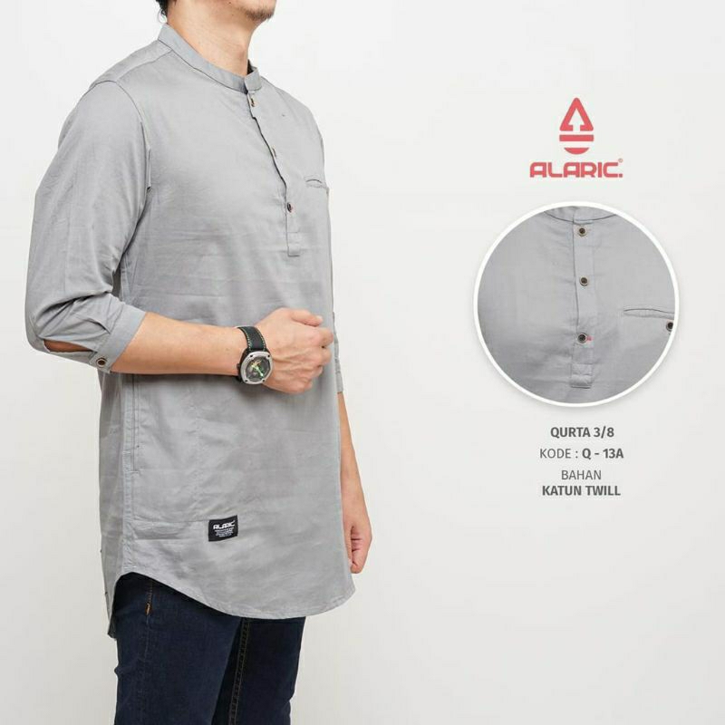 KURTA LENGAN 3/4 PAKAIAN MUSLIM/ PAKAIAN PRIA MUSLIM/ KURTA ALARIC/ KOKO