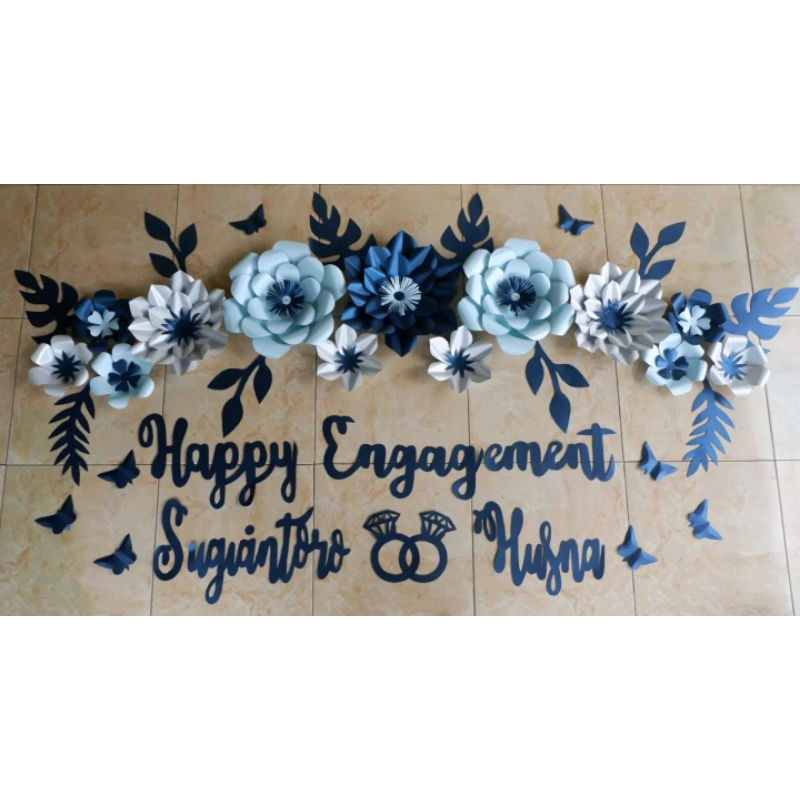 ready paper flower backdrop lamaran tunangan wedding anniversary hiasan dinding home dekor aqiqah te
