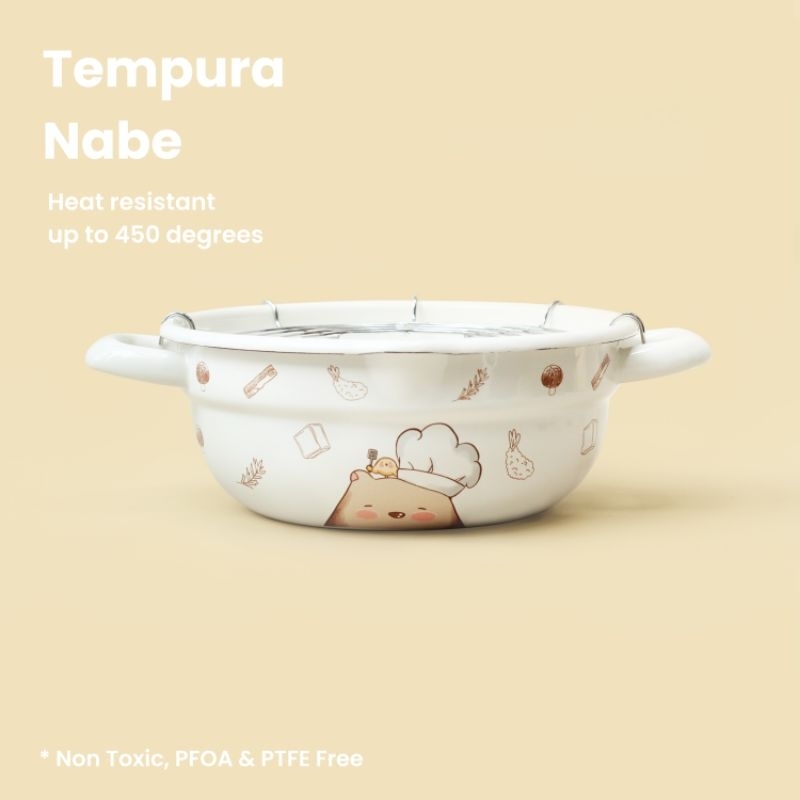 MAIRU x BIG BEAR &amp; BIRD Tempura Nabe / Panci Penggorengan Enamel 20cm