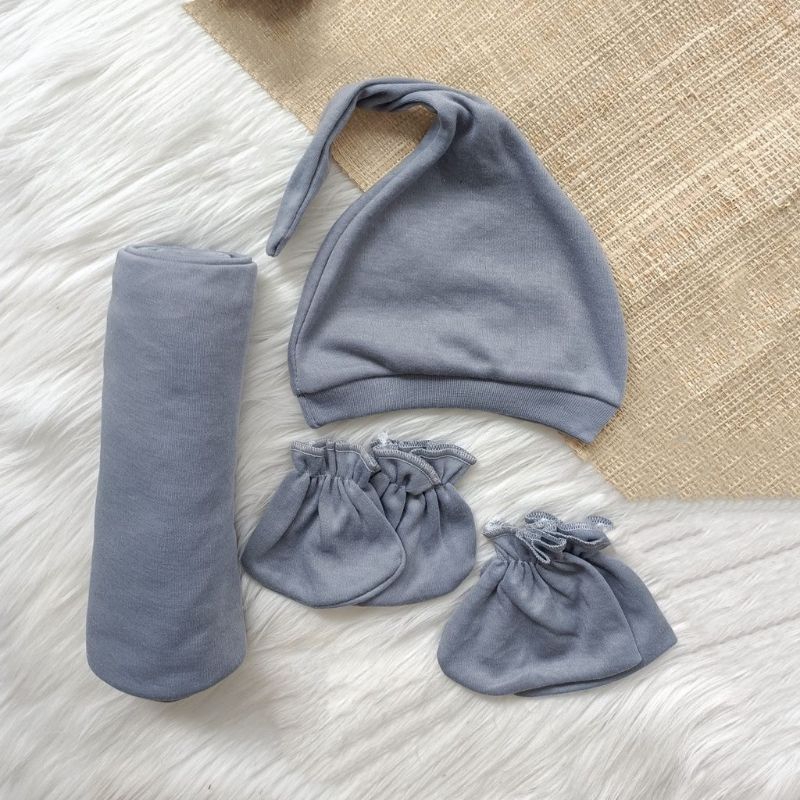 set 4 in 1 paket bedong/topi/sarung tangan/sarung kaki