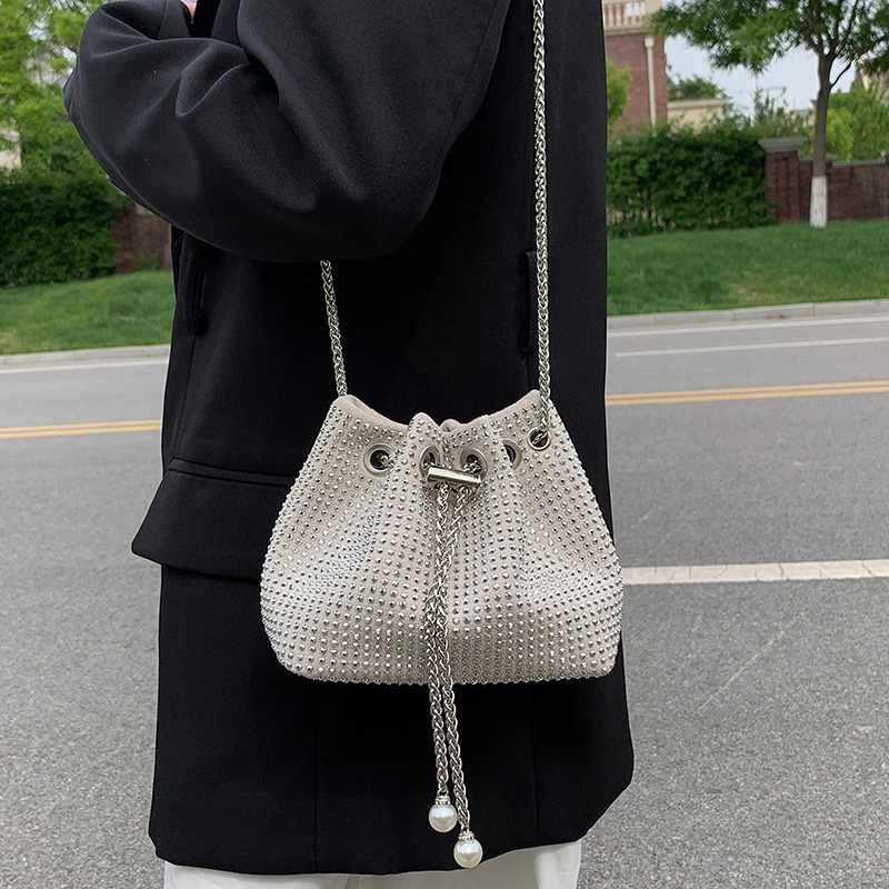 Nofela - [GT1974] Tas Selempang Wanita Serut Bling Bling / Slingbag Tali Rantai / Bucket Bag Mini / 